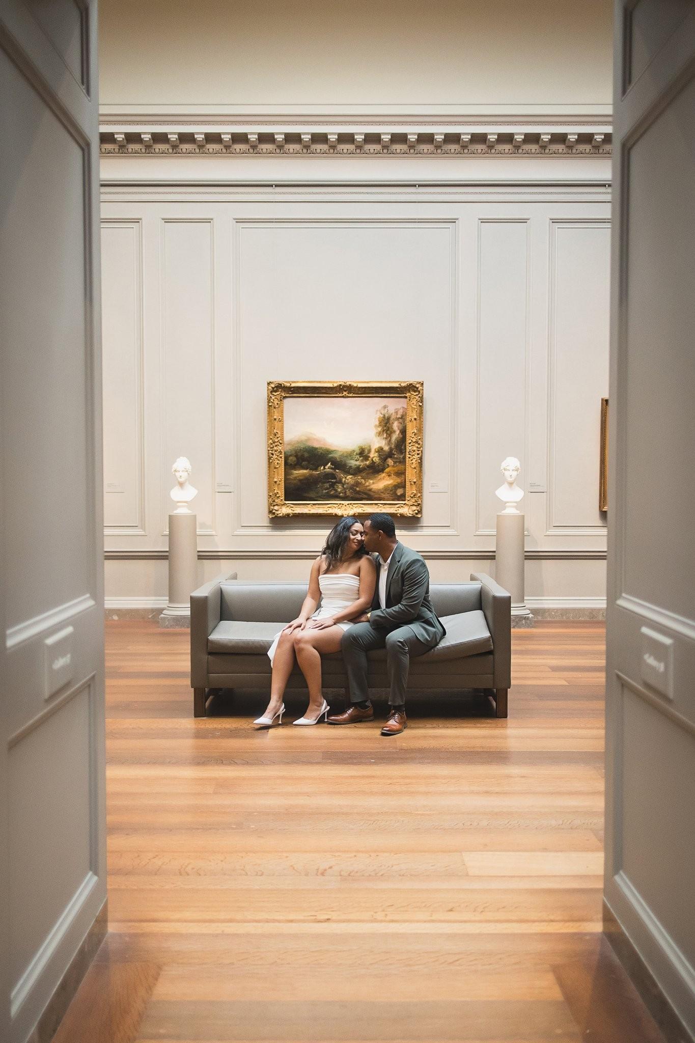 A Stylish Engagement Session at the National Gallery of Art: Reynaldo & Joeandra's Romantic Date Night Vibes