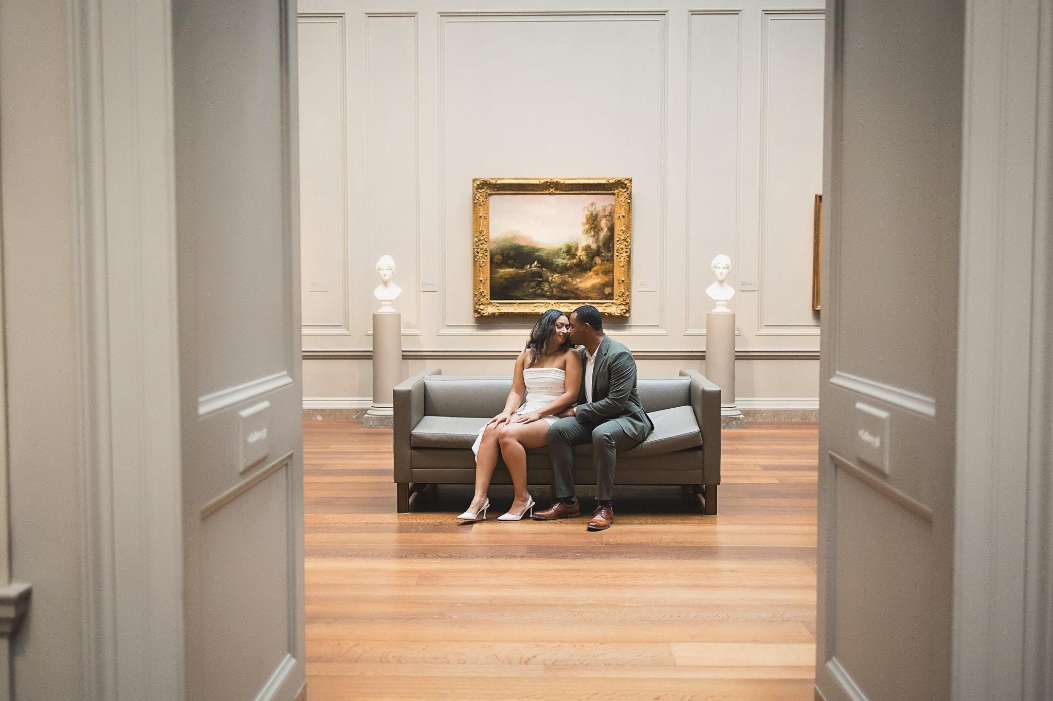 A Stylish Engagement Session at the National Gallery of Art: Reynaldo & Joeandra's Romantic Date Night Vibes